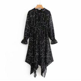 Long-sleeve Irregular Print Dress