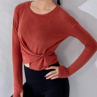 Long-sleeve Shirred Sports T-shirt