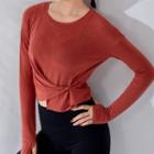 Long-sleeve Shirred Sports T-shirt