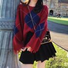Set: Argyle Sweater + Mini Pleated Skirt