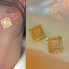 Square Stud Earring 1 Pair - 1523a - Gold - One Size