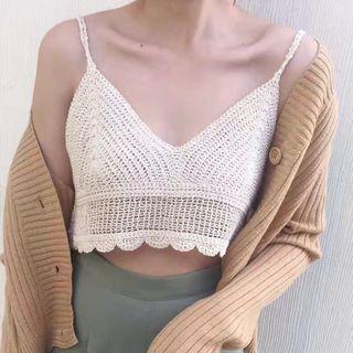 Woven Cropped Camisole Top