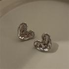 Heart Stud Earring 1 Pair - Silver Stud - Silver - One Size