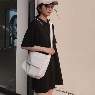 Short-sleeve Mini T-shirt Dress Black - One Size