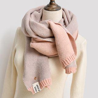 Plain Knit Scarf With Pineapple Decoration