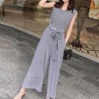 Striped Cutout Back Jumpsuit