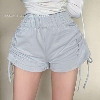Long-sleeve Hooded T-shirt / Drawstring Shorts