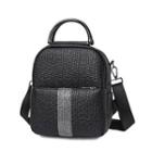 Striped Faux Leather Backpack Black - One Size
