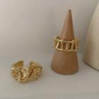 Set Of 2: Textured Open Ring Set Of 2 - Gold - One Size