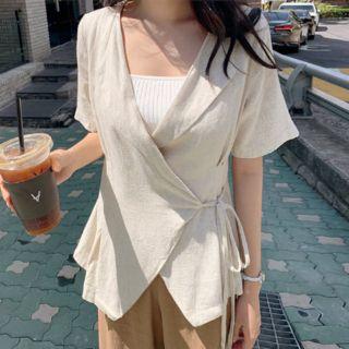 Tie-waist Jacket Beige - One Size