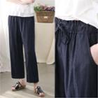 Drawstring-waist Textured Wide-leg Pants