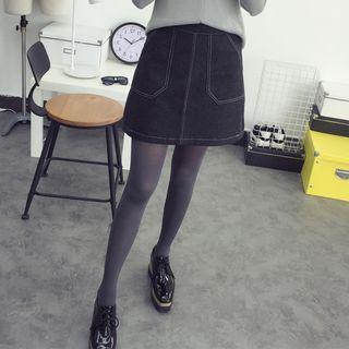 Woolen Mini A-line Skirt