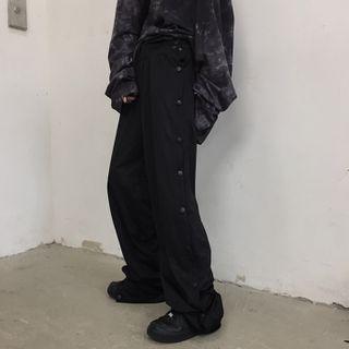 Couple Matching Side-button Wide-leg Pants