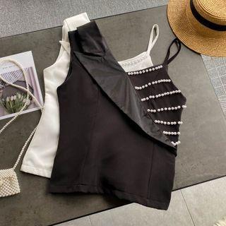 Asymmetrical Faux Pearl Camisole Top