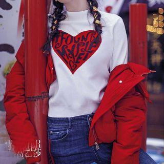 Set: Padded Jacket + Printed Knit Top + Boot-cut Jeans