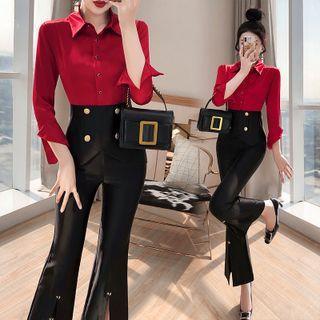 Set: Plain Shirt + Bootcut Dress Pants
