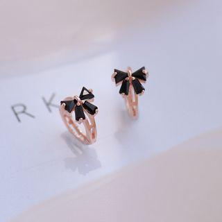 Bow Earring 1 Piece - 925 Silver - Rose Gold - One Size