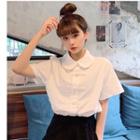 Short-sleeve Chinese Knot Button Blouse White - One Size