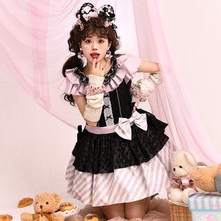 Puff-sleeve Ruffled Striped A-line Lolita Dress