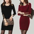 Button Detail Long-sleeve Bodycon Dress