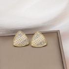 Triangle Rhinestone Faux Pearl Alloy Earring E3566 - 1 Pair - Gold - One Size