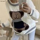 Bear Jacquard Sweater White - One Size