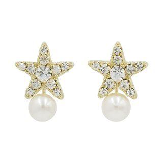 Rhinestone Star & Pearl Earrings One Size