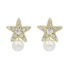 Rhinestone Star & Pearl Earrings One Size