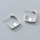 Star Open Square Sterling Silver Earring 1 Pair - Silver - One Size