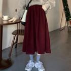 Corduroy Midi Skirt Red - One Size