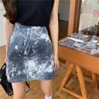 Plain Sleeveless Top / Tie-dye Slim-fit Skirt