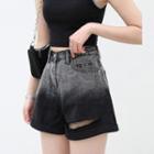 High-waist Rolled Distressed Loose Fit Shorts