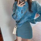 Melange Sweater / Mini A-line Skirt