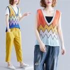 Color Block Patterned Knit Vest