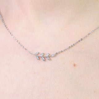 Rhinestone Leaf Necklace As Shown In Figure - One Size