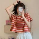 Loose-fit Striped Cropped T-shirt