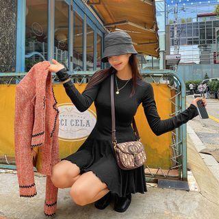 Plain Godet-hem Minidress