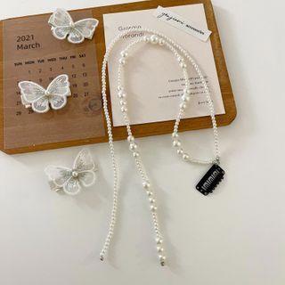Butterfly Faux Pearl Hair Clip / Headpiece