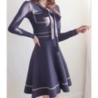 Tie-front Stitched Knit Dress