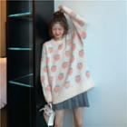 Printed Crewneck Loose-fit Long-sleeve Knit Sweater
