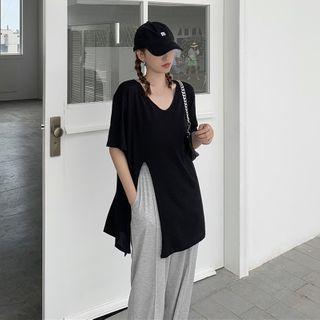 Elbow-sleeve Slitted T-shirt / Pants