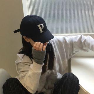 Letter Embroidered Baseball Cap Black - M
