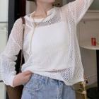 Long-sleeve Mesh Knit Top / Camisole Top