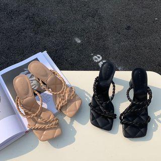 Block-heel Woven Sandals