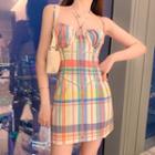 Spaghetti Strap Plaid Mini Dress Multicolor - One Size