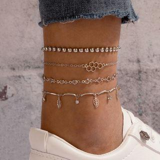 Set Of 4: Anklet Set Of 4 - 16539 - Silver - One Size