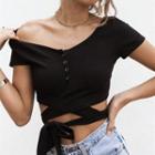Tie Waist Short Sleeve Cropped T-shirt