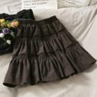 Elastic-waist Smocked Mini Skirt