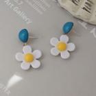 Flower Drop Earring 1 Pair - Blue & Yellow - One Size