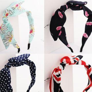 Printed Bow Headband Flower - Rose Pink - One Size